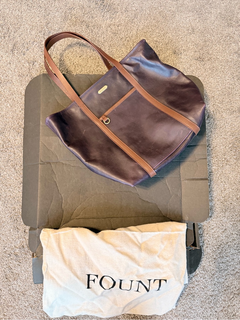 FOUNT Fig Korie Leather Tote Bag NEW
